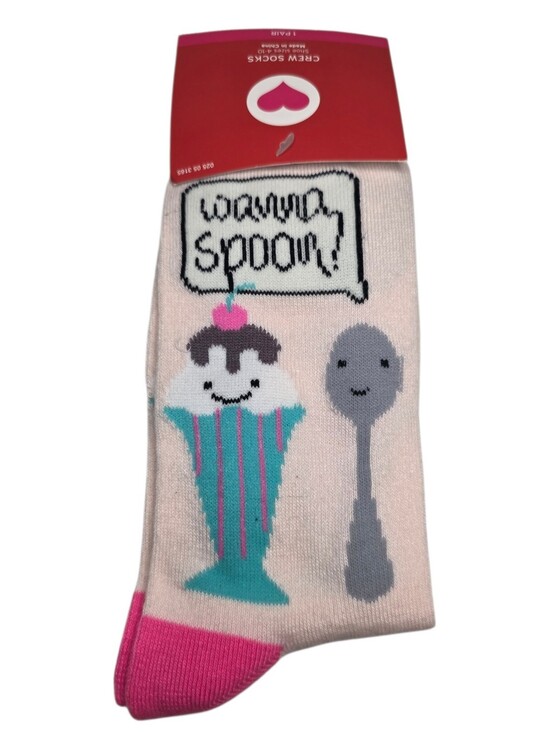 Target Accessories - Ice Cream Milkshake Wanna Spoon Funny Crew Socks Pink Womens Shoe Size 4 - 10